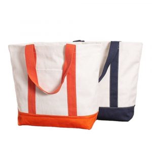 Canvas Boat Tote with Top Zipper
