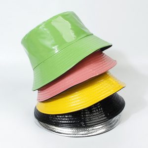 Varnished Leather Trendy Bucket Hats