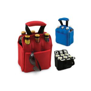 Neoprene Tote Bag for 6 Pack Beverage Cans/Bottles