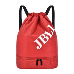 Dry Wet Drawstring Backpack Bag with Shoe Compartment