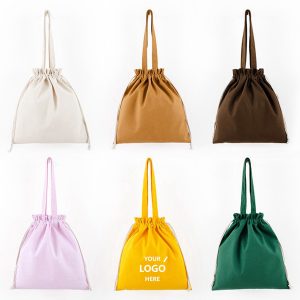 Canvas Drawstring Backpack Tote Bags