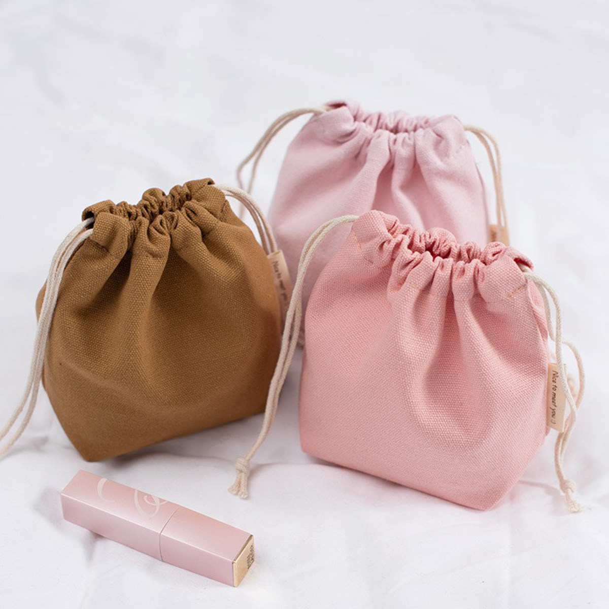 Large Natural Muslin Cotton Drawstring Pouch - Image 2