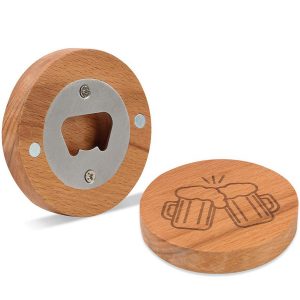 Round Magnetic Bamboo Bottle Opener