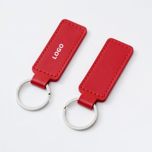 Vegan Leather Rectangle Shaped Keychain