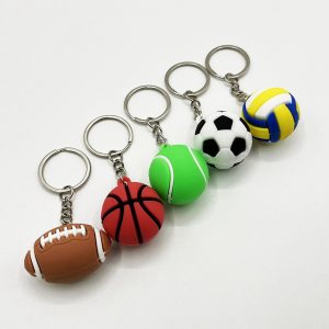 Custom 3D PVC Rubber Sports Balls Keychains