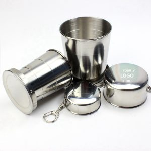 70ML Collapsible Stainless-Steel Cups with Keychains