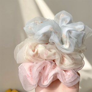 Mesh Scrunchies Double Layer Elastic Hairband Hair Ties