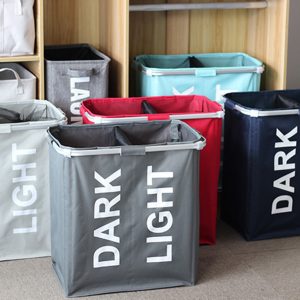 Collapsible Laundry Hamper Basket with 2 Sections
