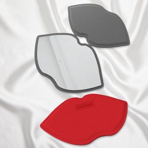 Portable Lip Shape Shatterproof Stainless Steel Makeup Mirror