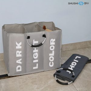 Collapsible Laundry Hamper Basket with 2 Sections