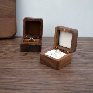 Wooden Ring Box with Velvet Lining