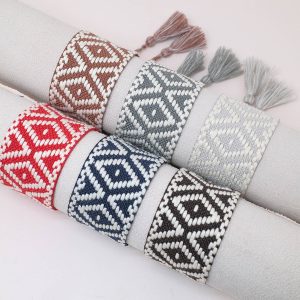 Rhombus Square Pattern Woven Embroidery Bracelet