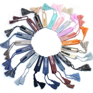Hand-Woven Embroidery Wristband with Tassels