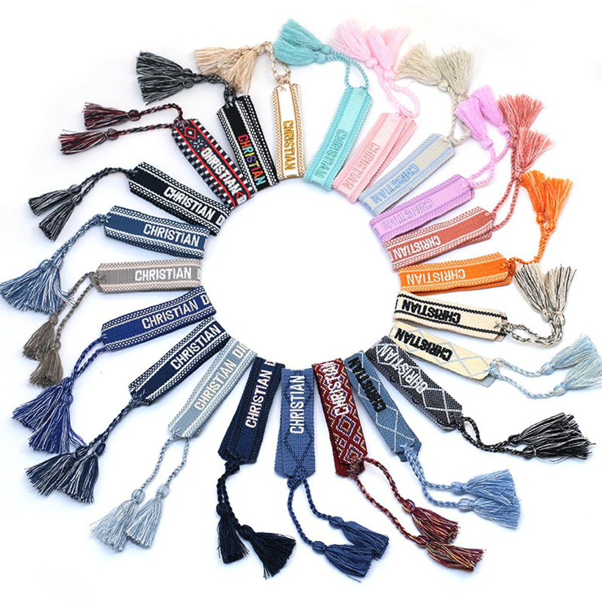 Hand-Woven Embroidery Wristband with Tassels