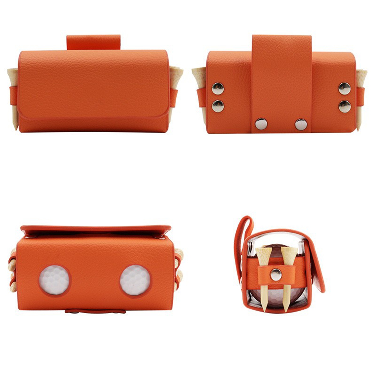 Leather Golf Ball Holder with Tee Slots - Image 2