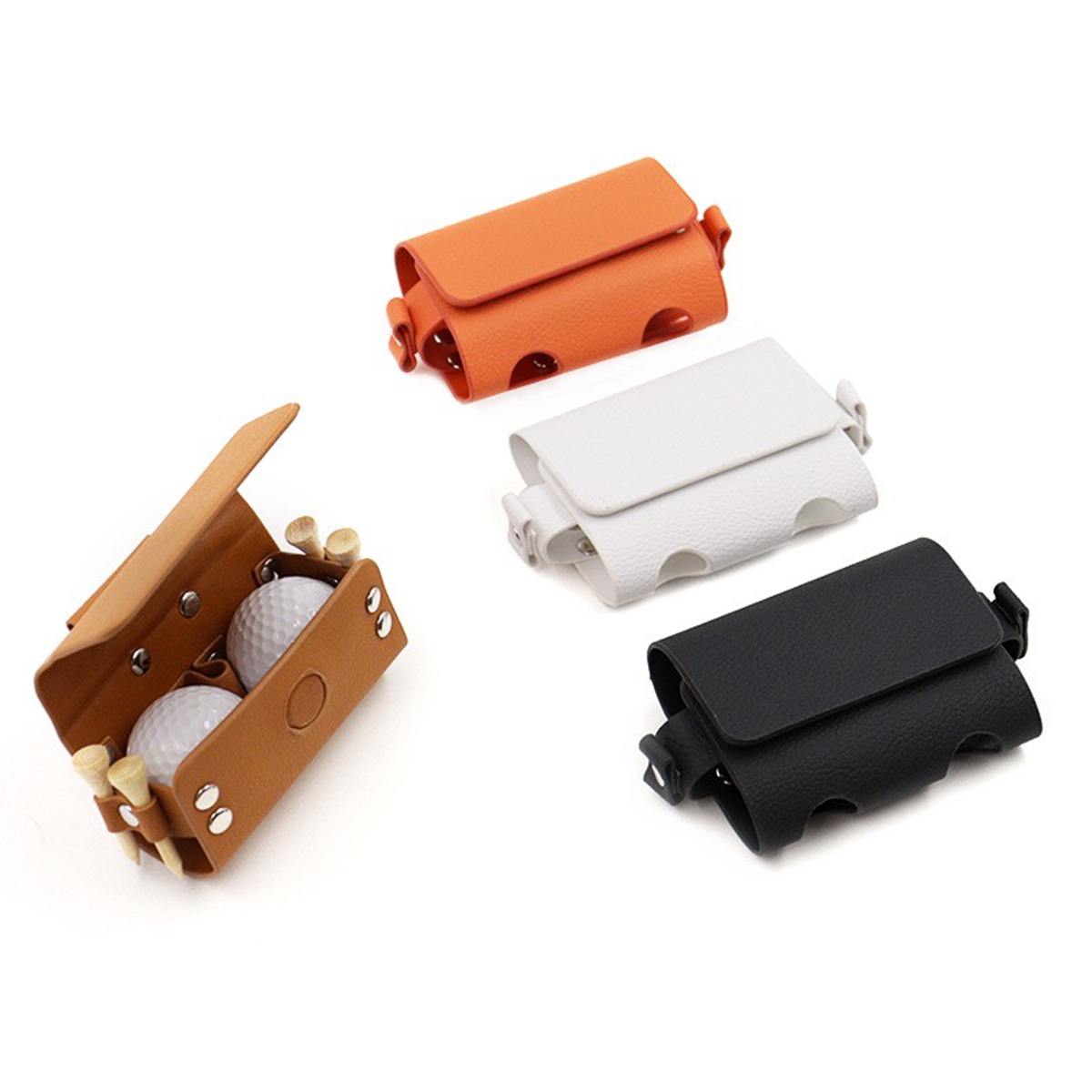 Leather Golf Ball Holder with Tee Slots