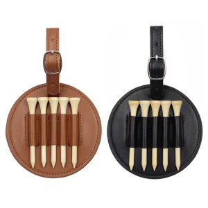 PU Leather Golf Tee Holder Bag with Tee