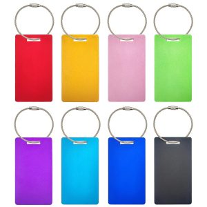 Aluminum Luggage Tag with Metal Loops