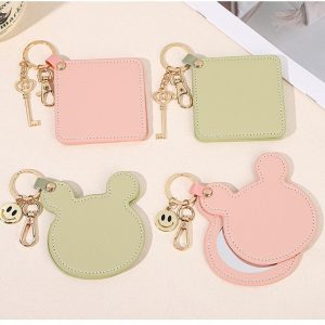 Leather Mirror With Metal Keychains