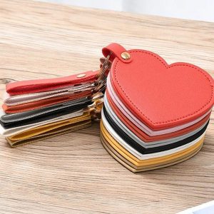 Heart Shape Makeup Mirror with Keychain