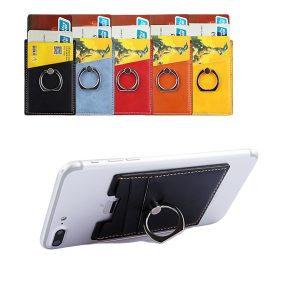 Custom Leather Phone Holder with Grip Ring