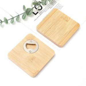 Square Bamboo Drink Coaster with Bottle Opener